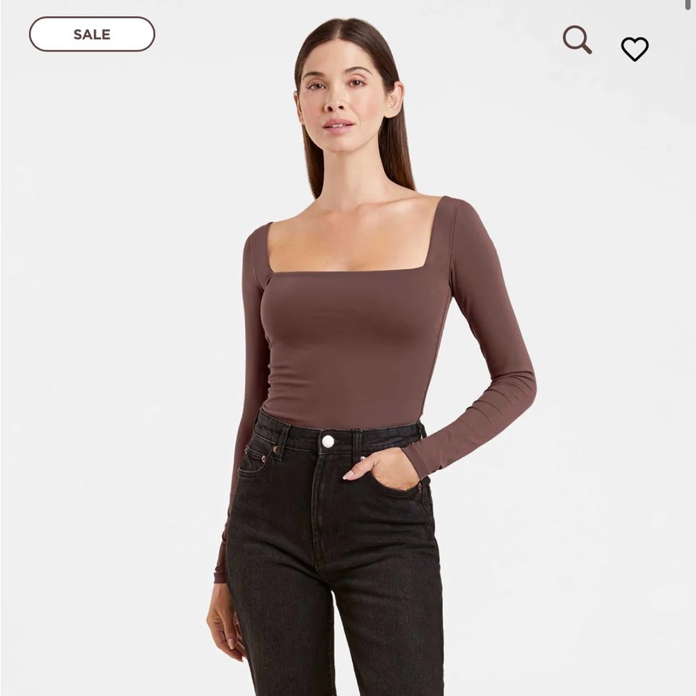 Nuuds Wide Square Neck coffee Bodysuit - small